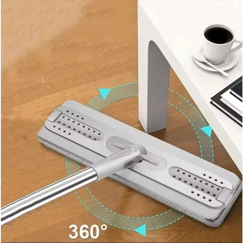 Vadrouille Plate Rotative 360° avec Seau Auto-Essoreur – 6 Tampons Microfibre - Image 2