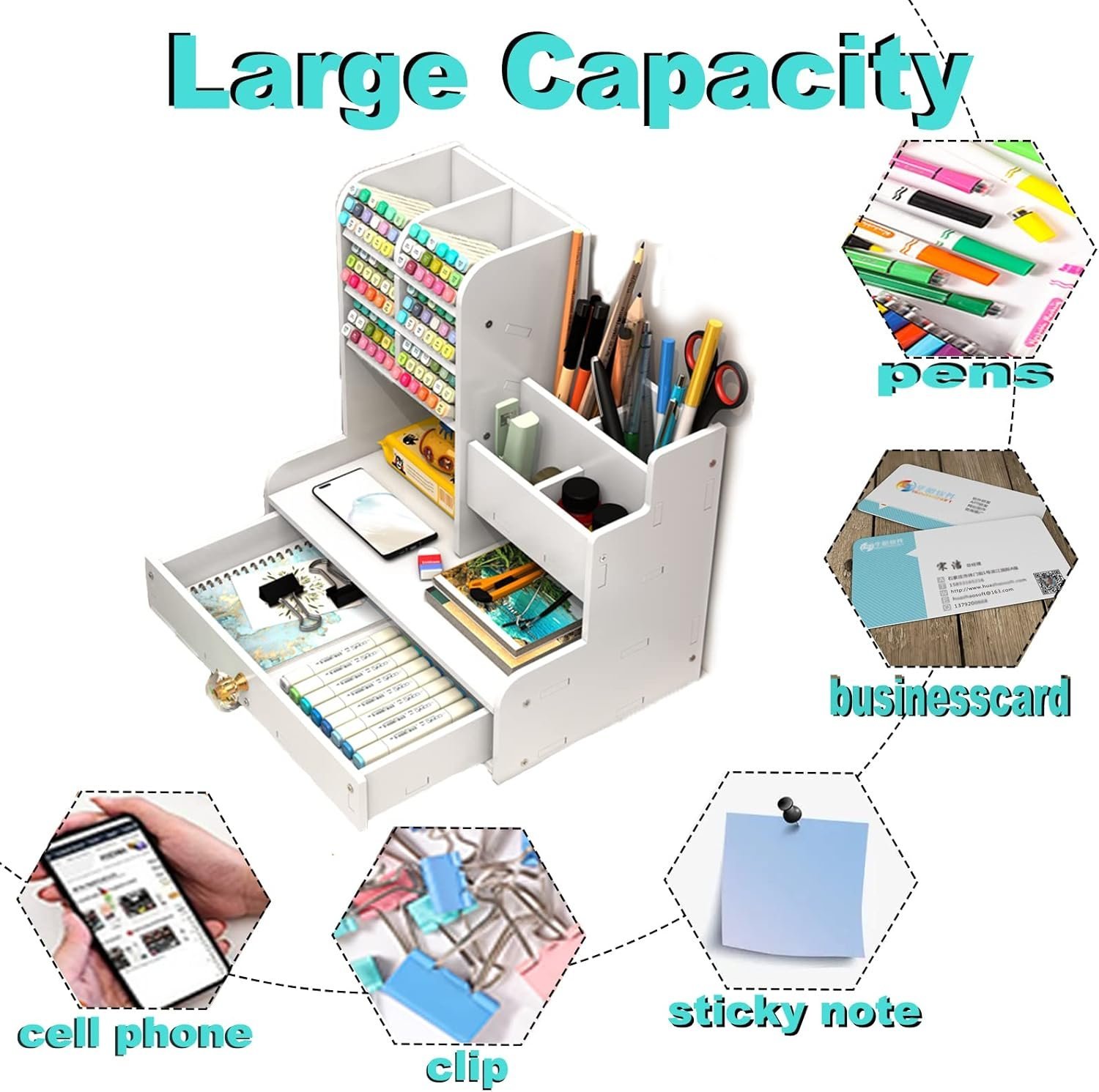 Organisateur de Bureau en PVC – 10 Compartiments - Image 4