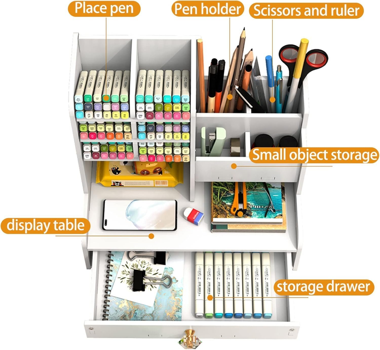 Organisateur de Bureau en PVC – 10 Compartiments - Image 3